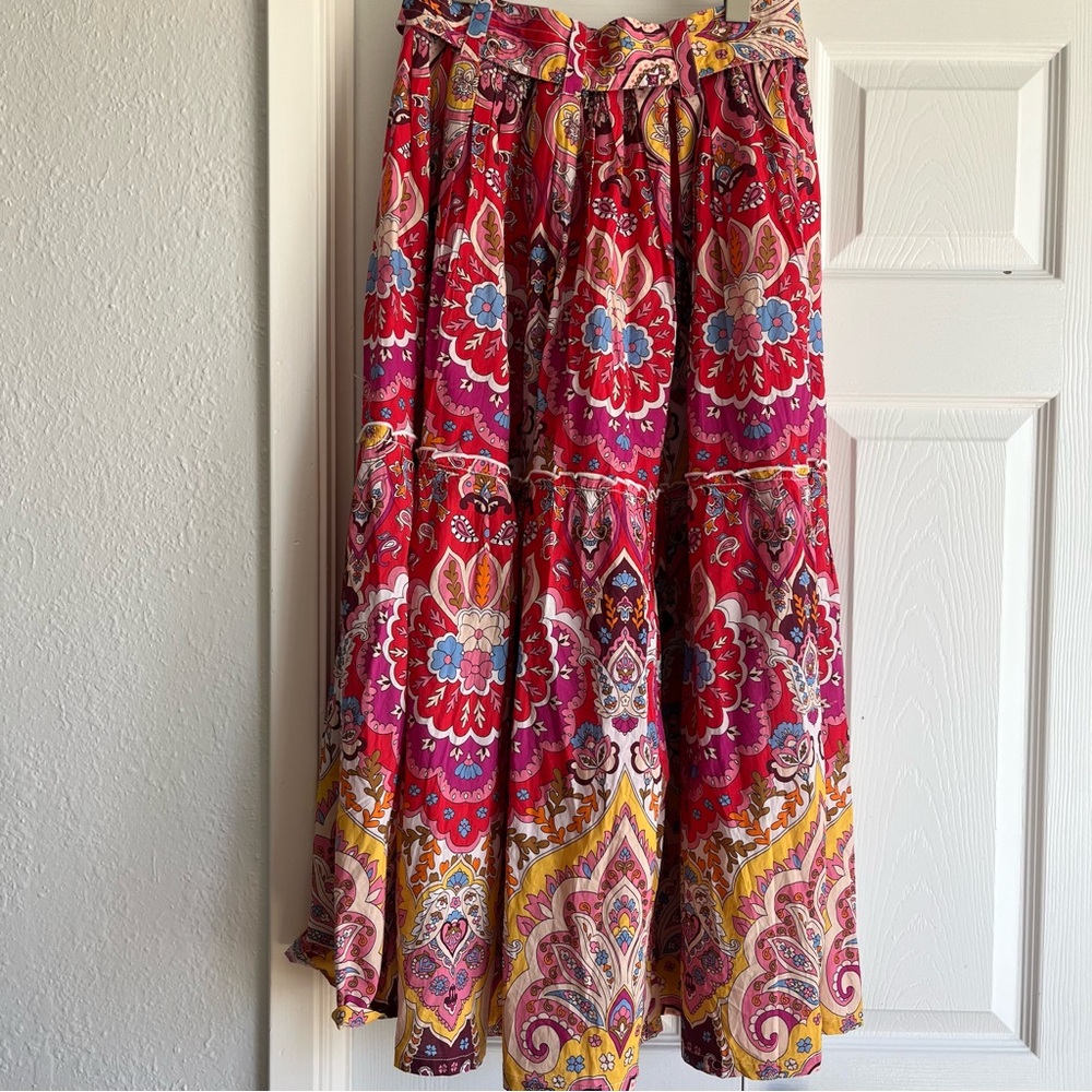 Anthropologie Mille Françoise Zanzibar Midi Skirt | Bright Floral Boho Skirt - Picture 11 of 16